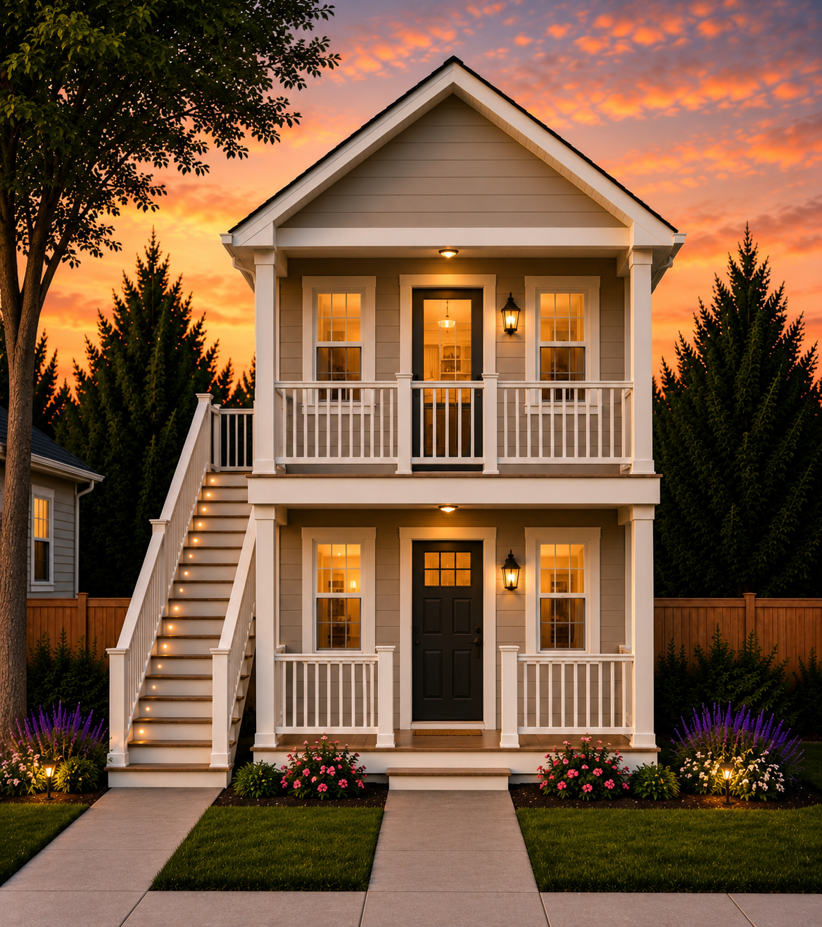 Stacked Duplex two-unit housing
